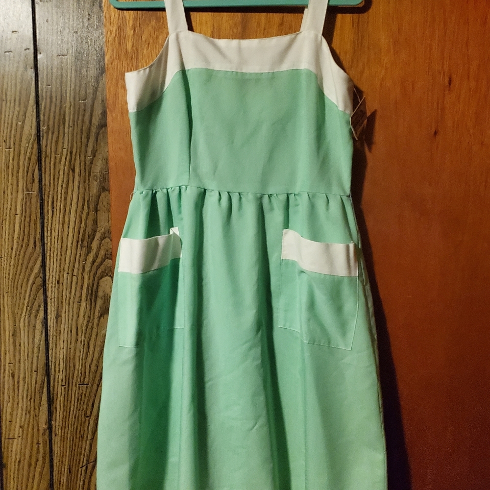 Vintage Green and White Dress